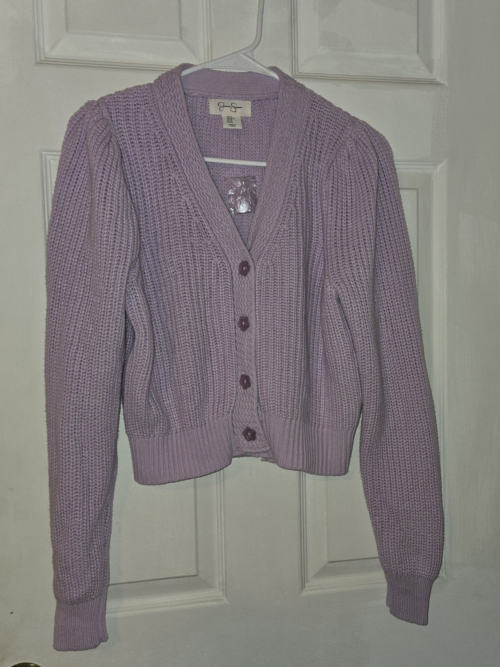 Jessica Simpson Lilac Chunky Knit Button-Up Cardigan SZ M